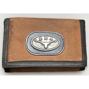 University of Texas UT Longhorns Orange Vinyl Wallet Silver Conch Bevo Vintage